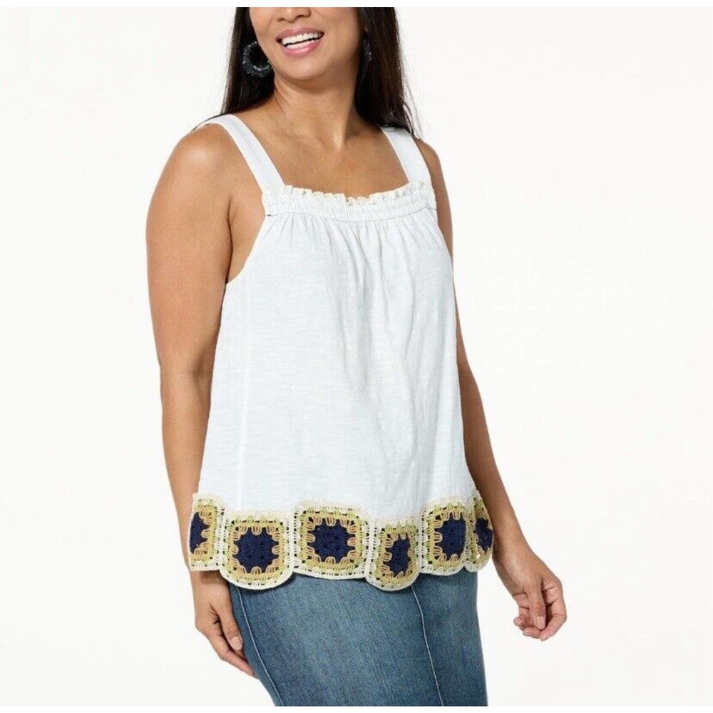 Democracy Women's Lightweight Crochet Hem Tank Top Size XL